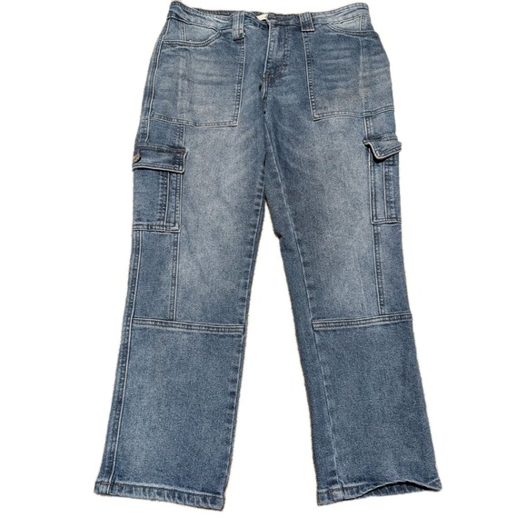 KanCan Denim - KanCan High Rise Cargo Jeans Womens Size 11/29, Patch Work Denim Baggy